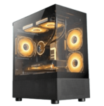 Sonic E3BL M-ATX ARGB Gaming Case (3x ARGB Fans) – Black/White