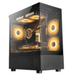 Sonic E3BL M-ATX ARGB Gaming Case (3x ARGB Fans) – Black/White