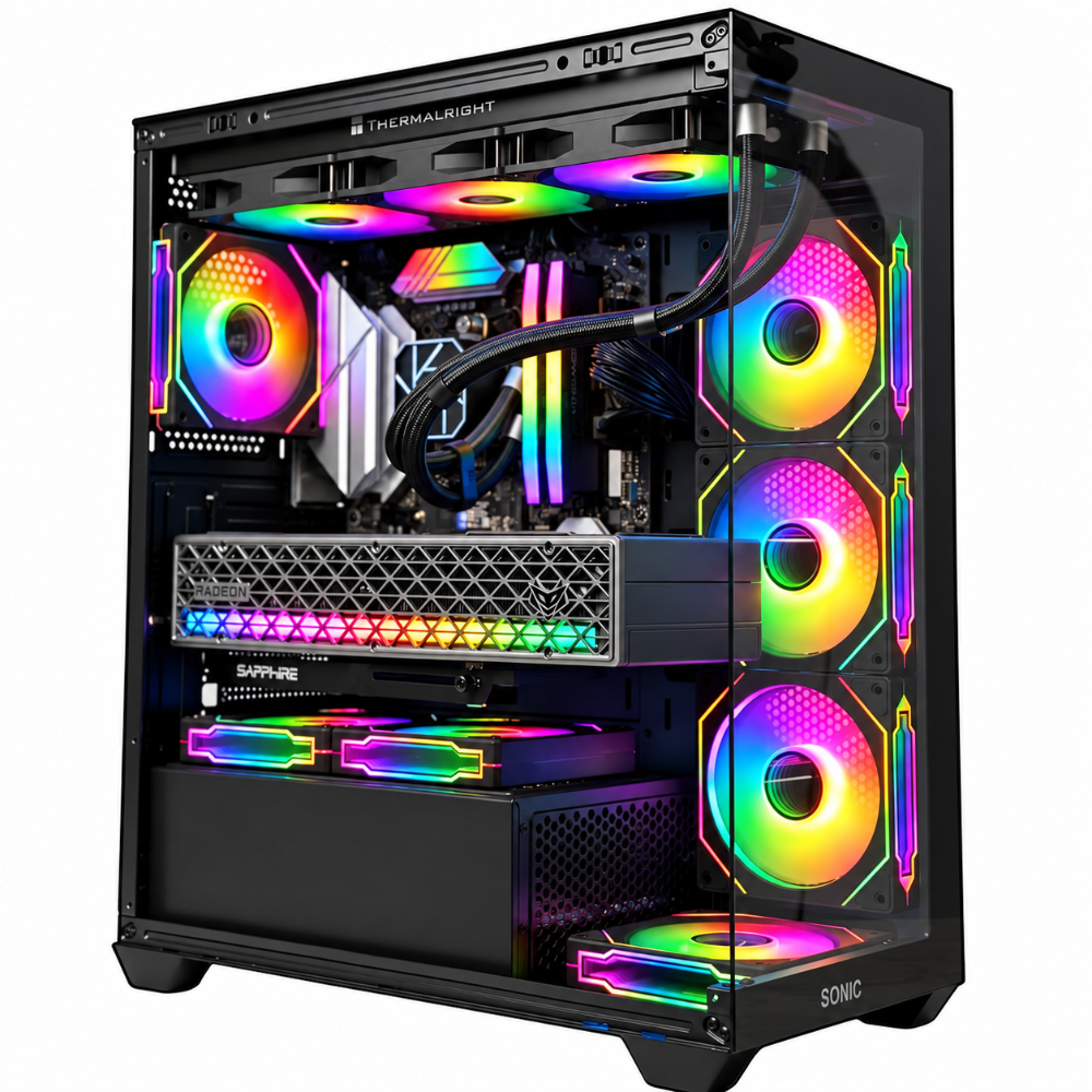 sonic-el2-atx-mid-tower-gaming-case-bk-1-techarcpk SONIC EL2 Black ARGB Gaming PC Case with 4 Fans - Image 1